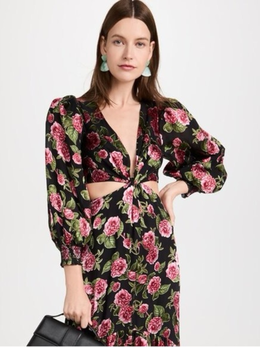 NWT $795 Alice + Olivia Katia Twist-Front Cutout Maxi Dress - Picture 6 of 14